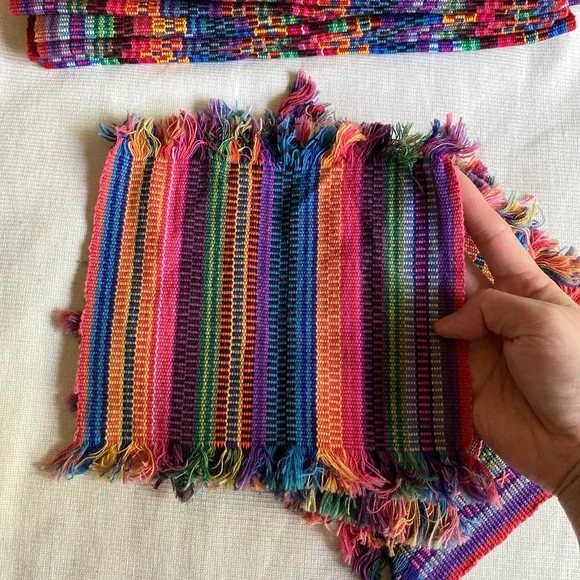 Handmade Guatemalan Handwoven Napkins Bread Cloth Tortilla Warmer Coaster 12L+4S - Picture 6 of 6